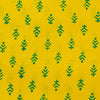 Pure Cotton Yellow Gamthi With Green Tiny Motifs Hand Block Print Fabric