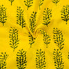 Pure Cotton Yellow Gamthi With Mehendi Brown Motifs Hand Block Print Fabric