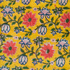 Pure Cotton Jaipuri Yellow With Wild Flower Jaal Hand Block Print Blouse Fabric ( 1 meter )