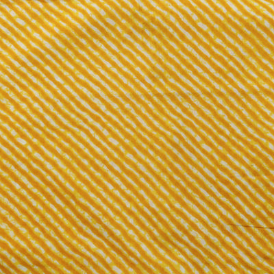 Pure Cotton Yellow Lehariya Screen Print Blouse Piece Fabric ( 0.80 meter)