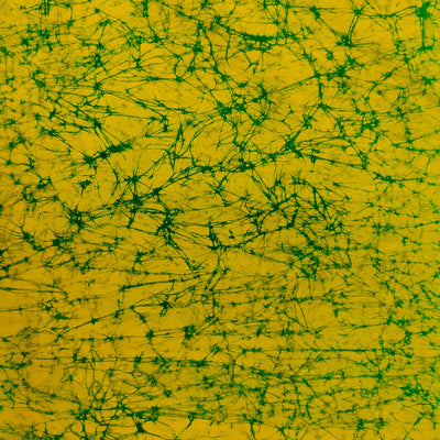 Pre-cut (2 Meter )Pure Cotton Yellow Moum Batik WIth Green Abstracts Hand Made Fabric
