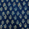 Pure Cotton indigo With Single Flower Motif Hand Block Print Fabric