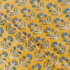 Pure Cotton jaipuri Pale Mustard With Dahlia Hand Block Print Fabric