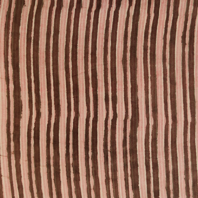 Pure Doby Cotton Bagru Pastel Mauve Wavy Stripes Hand Block Print Fabric
