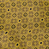 Pure Modal Silk  Ajrak With Yellow And Black Intricate Tile Hand  Block Print Blouse Fabric ( 90 Cm )