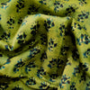 Pure Modal Silk Organic Vanaspati Natural Hand Block Printed Yellowish Green With Tiny Plant Motifs Fabric