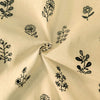 Pure Mul Cotton Cream With Black Flowers Embroidered Fabric