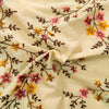 Pure Mul Cotton Cream With Mauve And Mustard Flower Jaal Embroidered  Fabric
