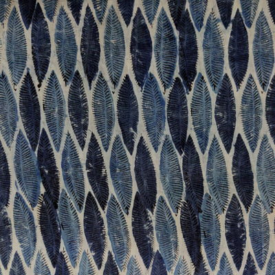 Pre cut 1.80 meter Pure Mul Cotton Extra Soft Kalamkari Indigo With Shades Of Blue Leaves Motifs Hand Block Print Fabric