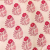 Pure Mul Cotton Pink Mughal Motif  Hand Block Print Fabric