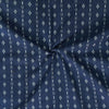 Pure South Cotton Blue Handloom With White Dash And Four Dot Fower Border Stripes Woven Fabric