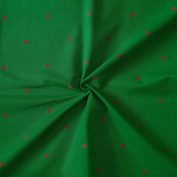 Pure South Cotton Green With Maroon Polka Woven Fabric
