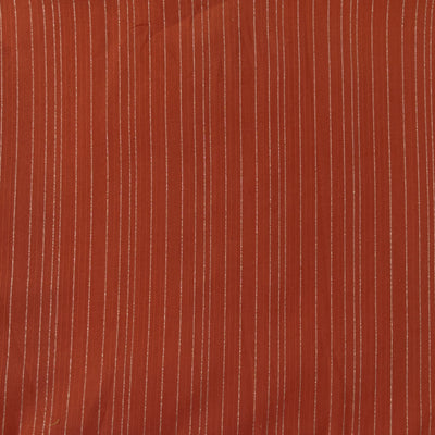 Pure South Cotton Handloom Brown With Silver Stripes Fabric