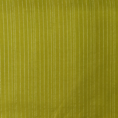 Pure South Cotton Handloom Green With Silver Stripes Fabric