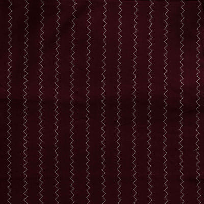 Pure South Cotton Handloom Maroon With Cream Woven Zig Zag Stripes Woven Fabric