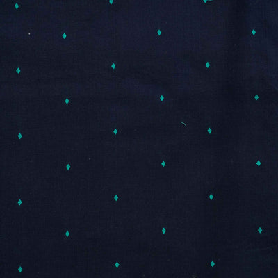 Pure South Cotton Handloom Navy Blue With Light Blue Dots  Woven Fabric