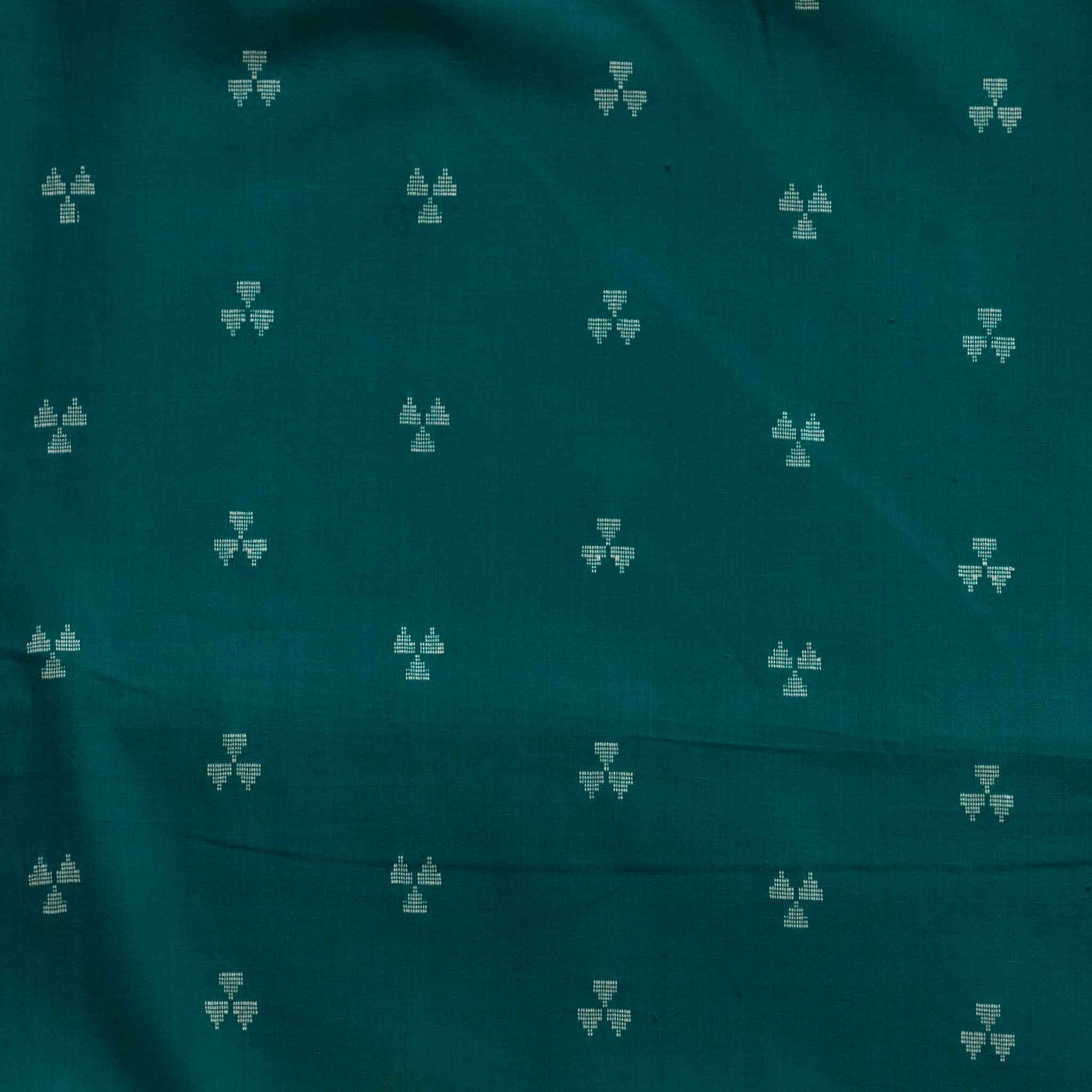 Pure South Cotton Handloom Teal Green With Cream Woven Three Triangle ...