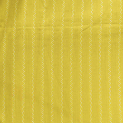 Pure South Cotton Handloom Yellow With Cream Woven Zig Zag Stripes Woven Fabric