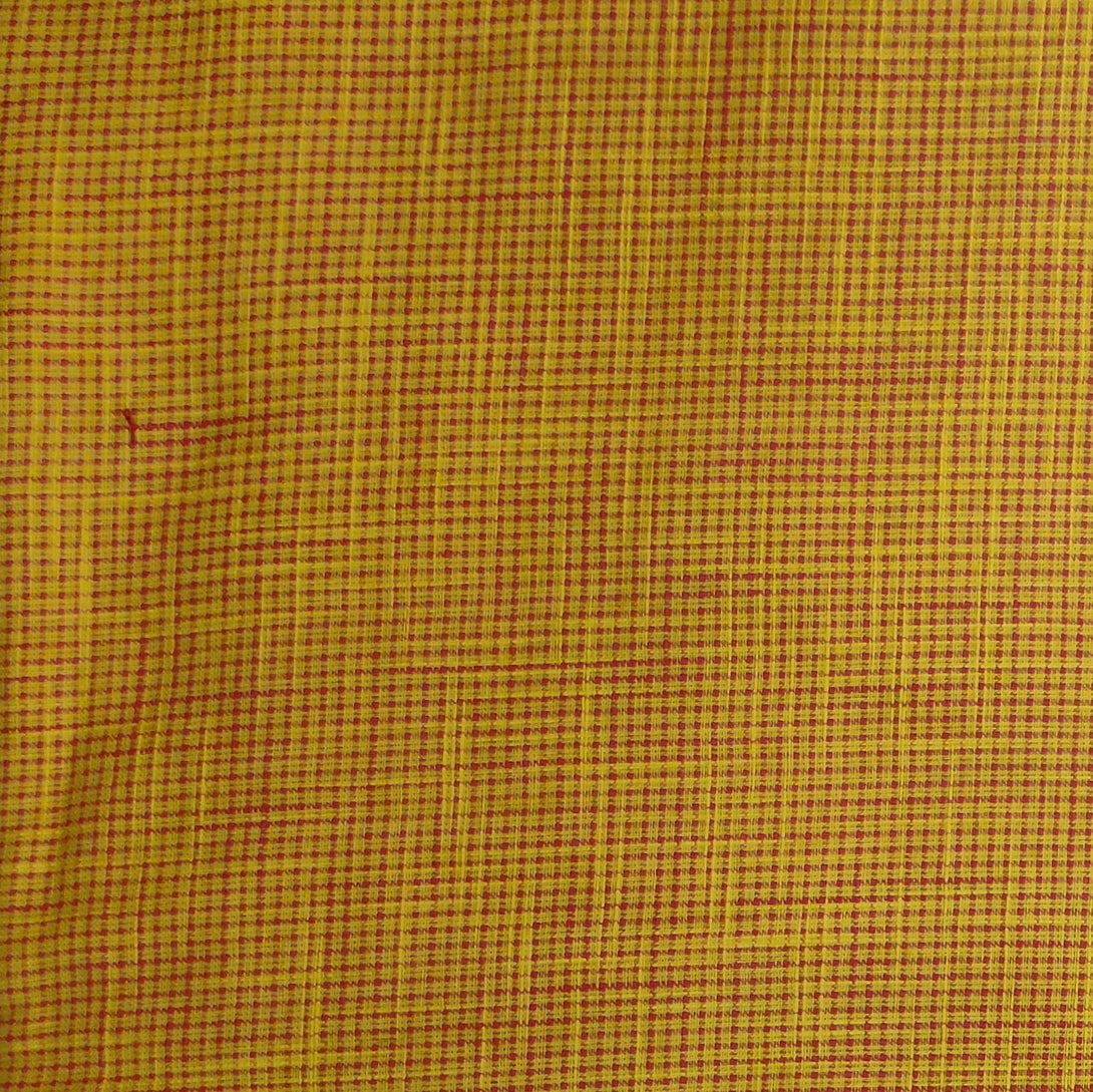 Pure South Cotton Mustard Red Checks Fabric – Sanskruti