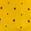 Pure South Cotton Mustard With Black Multi Size Polka Woven Fabric