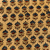 Pure Cotton Ajrak Beige With Blue Maroon Flower Motif Hand Block Print Blouse Fabric (1.25 Meter)