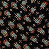 Pure Cotton Ajrak Black With Blue And maroon  Round Plant Hand Block Print Fabric