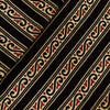 Pure Cotton Ajrak Black With S Intricate Stripes Hand Block Print Fabric