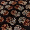 Pure Cotton Ajrak Black With Spaced Out Abstract Rust Flowers Hand Block Print Fabric