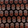 Pure Cotton Ajrak Black With Spaced Out Abstract Rust Flowers Hand Block Print Fabric