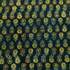 Pure Cotton Ajrak Blue With Green And Black One Flower Plant Hand Block Print Fabric