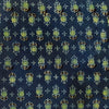 Pure Cotton Ajrak Blue With Green Round Plant Hand Block Print Fabric