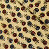Pure Cotton Ajrak Cream With Maroon And Blue One Flower Plant  Hand Block Print Fabric
