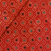 Pure Cotton Ajrak Rust  With Black And Blue Concentric Circles Hand Block Print Fabric