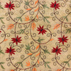 Pure Cotton Beige With Maroon Flower Jaal Embroidered Fabric