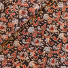 Pure Cotton Black Ajrak With Lotus Jaal Hand Block Print Fabric