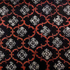 Pure Cotton Black And White With Orangish HoneyComb Hand Block Print Blouse Fabric (1.25 Meter)