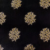 Pure Cotton Black Chicken Cutwork Fabric With Attached Lining And Embroidered Gold And Cream Flower Motifs