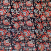 Pure Cotton Black Dabu With Red And Blue Flower Jaal Hand Block Print Blouse Fabric ( 1 Meter )