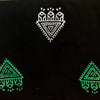 Pure Cotton Black With White And Green Tribal Motif Hand Block Print Fabric