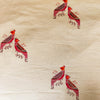 Pure Cotton Cream Slub With Two Pink Birds Hand Block Print Fabric