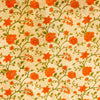 Pure Cotton Cream With Orange Flower Jaal Screen Print Fabric