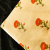 Pure Cotton Cream With Orange Single Flower Plant Screen Print Fabric