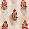 Pure Cotton Cream With Pink Eight Flower Plant Hand Block Print Fabric