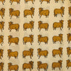 Pure Cotton Dabu Beige With Mustard Moo Hand Block Print Fabric