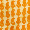 Pure Cotton Dabu Cream With Mustard Kairi Hand Block Print Blouse Fabric ( 1 Meter )
