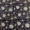 Pure Cotton Dabu Dark Brown With Grey Wild Flower Jaal Hand Block Print Fabric