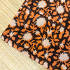 Pure Cotton Dabu Dark Brown With Orange Rust Wild Flower Jaal Hand Block Print Fabric