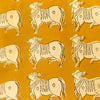 Pure Cotton Dabu Jahota Mustard Moo Print Fabric