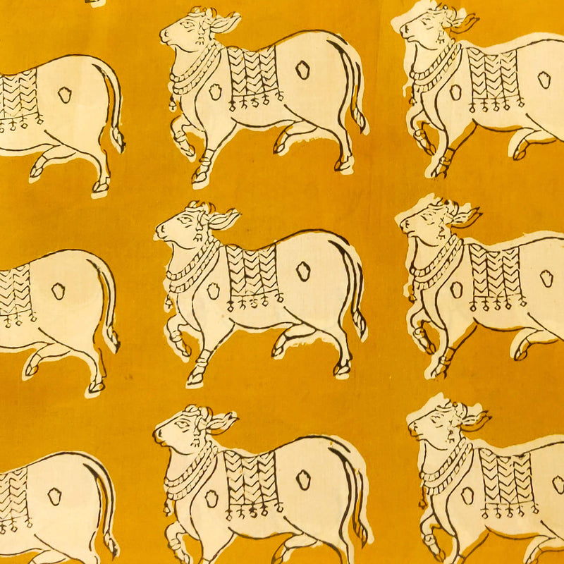 Pure Cotton Kalamkari Black With Peacock Camel Elephant Print Fabric -  Sanskruti