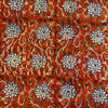 Pure Cotton Dabu Jahota Rust With Blue Wild Flower Jaal Hand Block Print Jaal Fabric